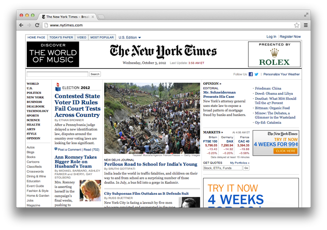 Google Chrome and http://www.nytimes.com